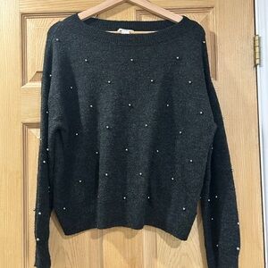 H&M Charcoal Sweater with Pearl Details